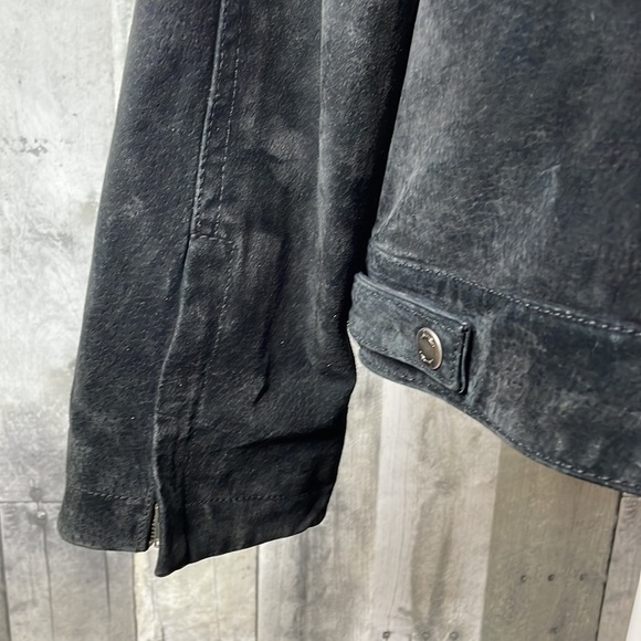 I.E. Relaxed brand black suede leather jacket. Two pockets. Front zip. Large‎ - Picture 7 of 13